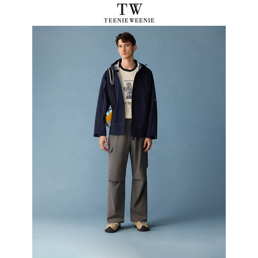 Teenie Weenie Bear Men's Wear 2026 Spring and Summer Windbreaker Men's Windproof Breathable Zipper Hooded Stand Collar Casual Sweater Jacket Navy S