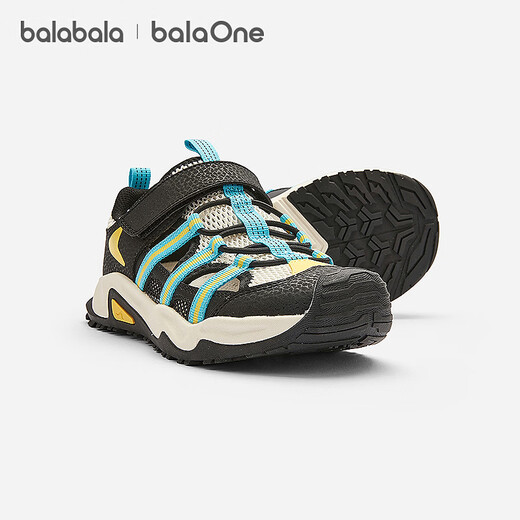 BalaOne children's shoes, children's sandals, boys' and girls' sports shoes, 2026 summer new outdoor shoes, black and white tones 00391 27 (foot length 16.3-16.7/inner length 17.6)