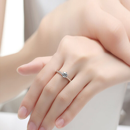 AVHE platinum diamond gold ring white PT950 artificially cultivated diamond ring classic T six-claw crown female ring wedding Chinese Valentine's Day 10-point diamond D color VVS clarity + platinum ring setting certificate + gift box (finger ring remarks)