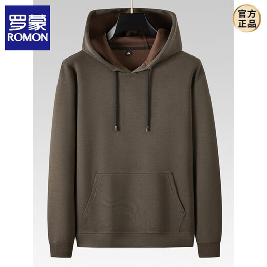 ROMON high-end modal cotton hooded pullover long-sleeved sweatshirt for men in spring and autumn, simple, casual, fashionable, handsome, plus size, black (black lining) 7XL suitable for 280-300Jin Jin equals 0.5 kg