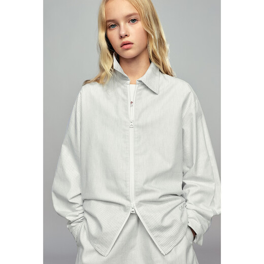 ELLE KIDS children's clothing gray and white striped sports suit for girls spring new embroidered jacket/A-line skirt optional white and gray striped top 120 (110/120)