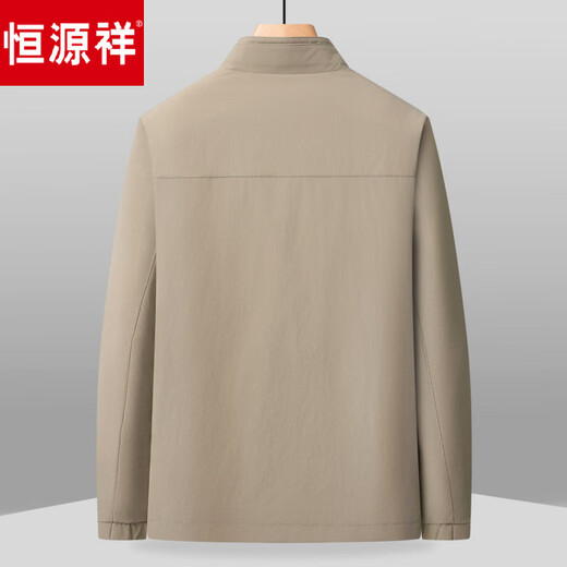 Hengyuanxiang spring new business executive middle-aged jacket men's casual stand-up collar dad solid color jacket black M 170