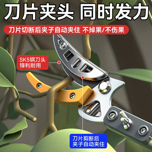 Niuxiang fruit-picking artifact pruning shears telescopic high-branch shears high-altitude fruit picking extended picker high-altitude fruit picking manual farm tools high-branch fruit picking shears 1.5m stainless steel yellow shear head
