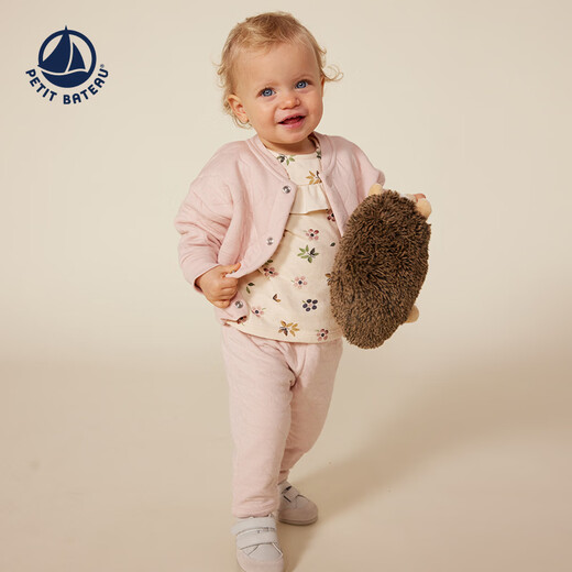 PETIT BATEAU small sailing boat autumn infant lace floral cotton top A0B3C beige 73 cm