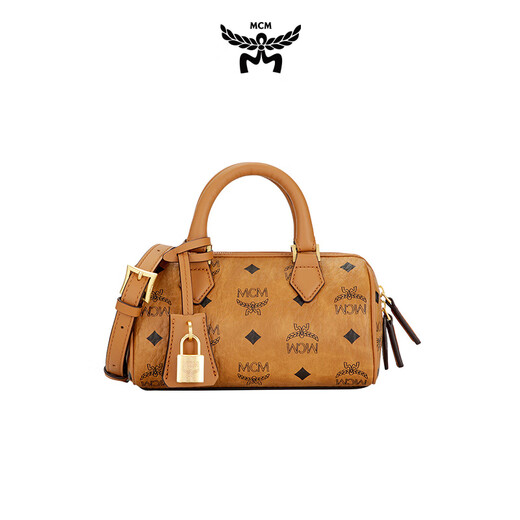 MCM ELLA Mini One-Shoulder Crossbody Bag Hand-in Boston Bag Women's Bag Cognac [Gift]
