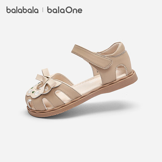 BalaOne children's shoes children's sandals girls 2026 summer new literary and national style casual shoes Khaki 50601 23 (foot length 13.8-14.2/inner length 15.1)