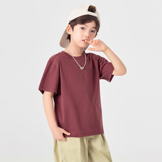 Duojia Simple Solid Color Durable Basic Boys T-Shirt 2026 Summer Loose Breathable Stretch Cotton Children's Short Sleeve