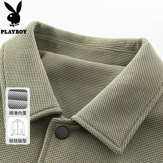 花花公子男士夹克春秋季新款潮牌百搭工装茄克衫中青年翻领高级感休闲外套