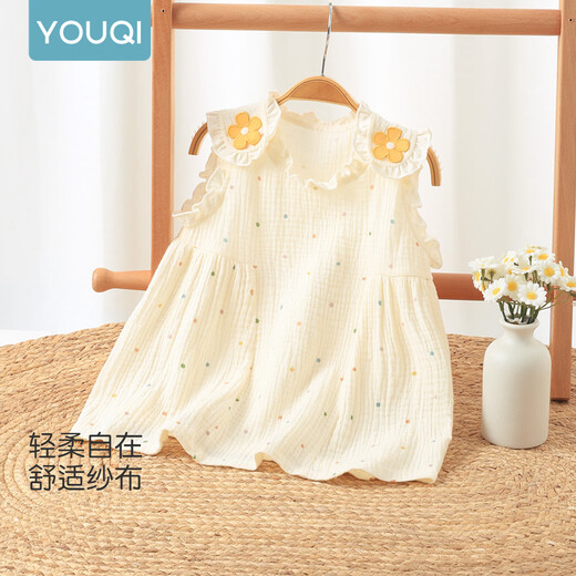 Youqi baby girl dress summer baby skirt pure cotton gauze fashionable baby girl skirt thin summer flower dot 73