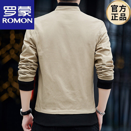 ROMON Men's Jacket Spring and Autumn Casual Trendy Denim Workwear Men's Jacket Autumn and Winter Cotton High-end Spring Top W1802 Black Spring and Autumn XL (Recommended 121-139Jin Jin equals 0.5kg)