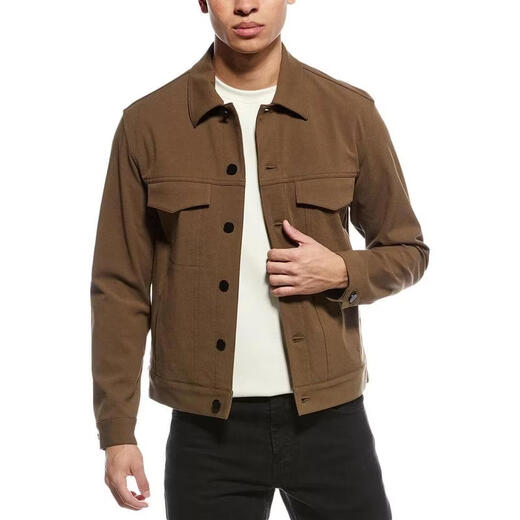 THEORY Men's Jacket Warm and Windproof Cotton Blend Spring and Autumn Daily Jacket Casual Brown One Size | MEDIUM