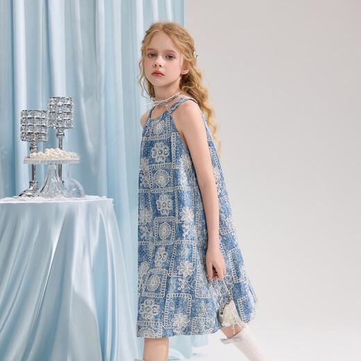 ASK JUNIOR Girls Skirt Summer New Youth Sleeveless Denim Skirt Fashion Casual Mid-Length Children's Princess Skirt