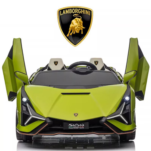 ChiNami children's car can seat adults Lamborghini children's electric car four-wheel parent-child sports car baby remote control toy car green top with MP3 music player