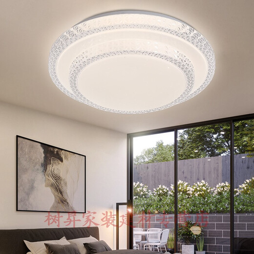 卧室灯2021新款l超大吸顶灯轻奢双层客厅超大圆形房间简约现代灯具 双层直径70cm120瓦三色