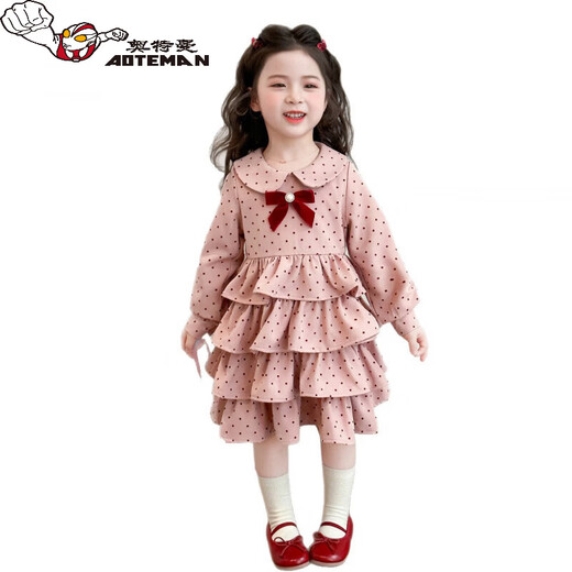 Ultraman girls spring and autumn fluffy skirt spring 2026 new children's style spring dress baby girl princess skirt pink 90 cm