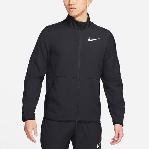 NIKE Dri-Fit solid color quick-drying woven training sports stand collar jacket men's black black M