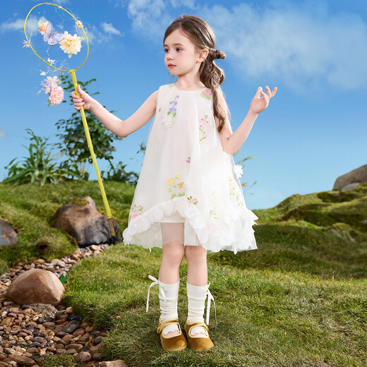 ASK JUNIOR children's skirt 2026 summer children's sleeveless dress girls holiday fairy style mesh skirt princess skirt