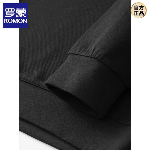 ROMON high-end modal cotton hooded pullover long-sleeved sweatshirt for men in spring and autumn, simple, casual, fashionable, handsome, plus size, black (black lining) 7XL suitable for 280-300Jin Jin equals 0.5 kg