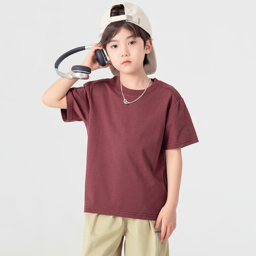 Duojia Simple Solid Color Durable Basic Boys T-Shirt 2026 Summer Loose Breathable Stretch Cotton Children's Short Sleeve