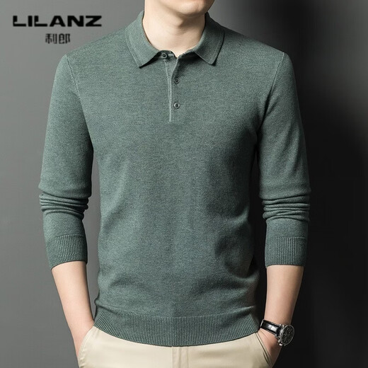 LILANZ winter new style lapel loose men's woolen sweater fashionable business long-sleeved middle-aged large size knitted sweater for men Haqing 14XL (115)