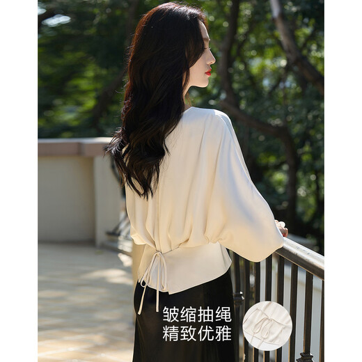 Demana Silky Drape Summer Elegant Satin Glossy Silk Shirt Pleated Strap Sleeve Shirt Women's Top