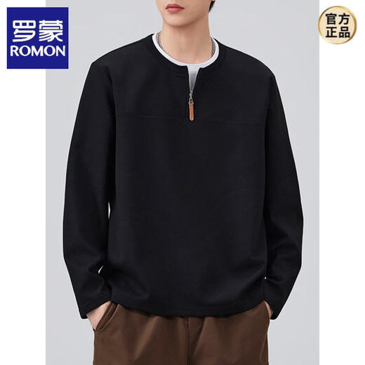 ROMON spring half-zip POLO shirt men's long-sleeved sweatshirt 2026 new casual versatile cloud cotton T-shirt top floral gray M 95-120Jin Jin equals 0.5 kg