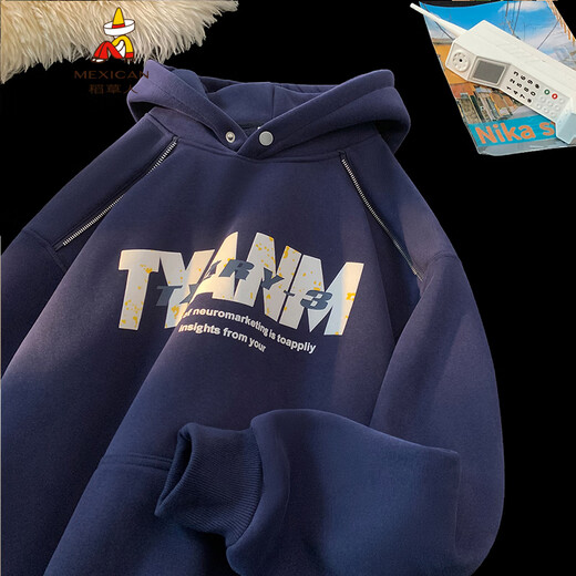 Scarecrow American high street brand letter printed hooded sweatshirt for men spring and autumn new loose casual zipper jacket off-white regular 25331 M