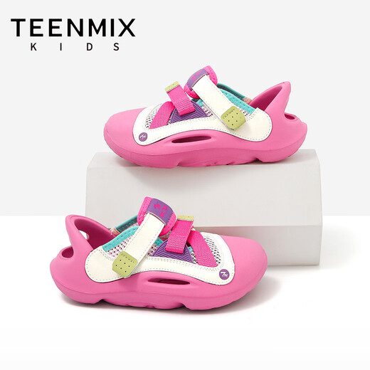 Tianmeiyi Children's Shoes Girls Sandals 2026 Summer New Medium and Large Boys Casual Shoes Baotou Sandals Outdoor Beach Rouge Powder 34