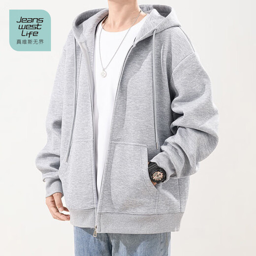 JEANSWEST LIFE Jeans West sweatshirt men's cardigan hooded jacket spring and autumn thick breathable zipper top teenagers street fashion clothes