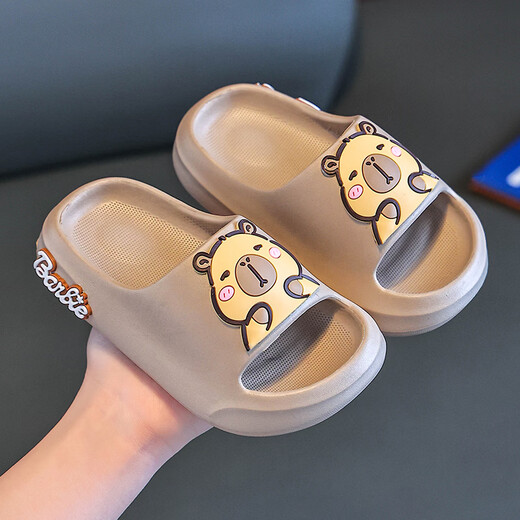 Children's slippers for boys indoor home non-slip soft bottom baby cute slippers for girls to wear EVA soft and lightweight upgraded version - black 34-35 sizes inner length 21cm