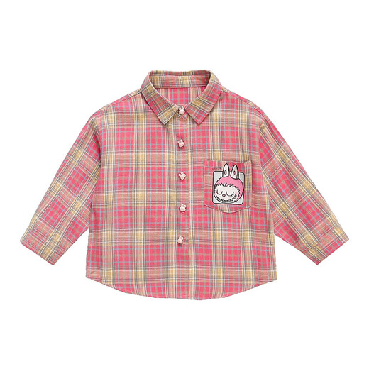 G.duck Girls' Shirt Jacket Spring and Autumn 2026 Western Style Children's Long Sleeve Plaid Shirt Thin Baby Girl Lab Top Pink 130 Recommended 120-130cm6-7 years old