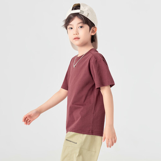Duojia Simple Solid Color Durable Basic Boys T-Shirt 2026 Summer Loose Breathable Stretch Cotton Children's Short Sleeve