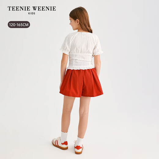 Teenie WeenieTeenie WeenieTeenie Weenie Kids bear children's clothing 26 years new style girls lady cotton jacquard puff short-sleeved shirt off-white 165cm