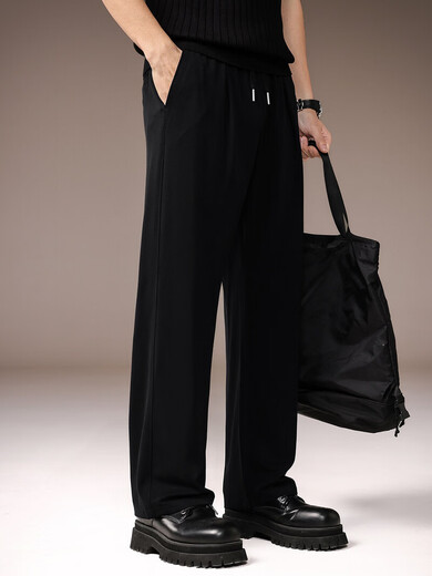 Precious color high-end trendy cool comfortable vertical straight pants for men spring and summer new high quality solid color simple versatile casual pants off-white S suitable for 90-110Jin Jin equals 0.5 kg