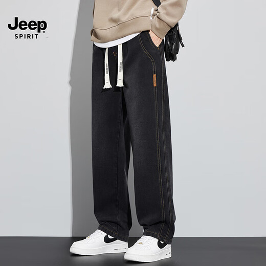 JEEP SPIRIT吉普宽松直筒复古牛仔裤男2025夏季薄款男士阔腿美式工装长裤子 1518怀旧蓝 常规 L 【110斤-130斤】