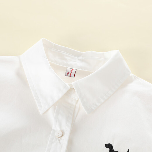 Montagut Boys and Girls Spring and Autumn Pure Cotton Lapel Puppy Simple Versatile Casual Shirt for Medium and Large Children Soft and Skin-Friendly Tops