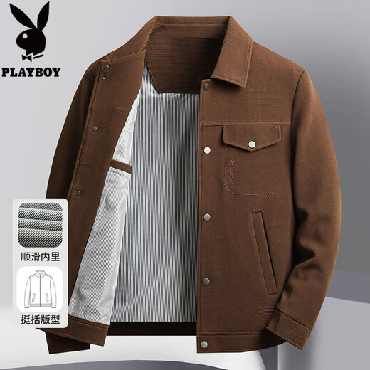 花花公子男士夹克春秋季新款潮牌百搭工装茄克衫中青年翻领高级感休闲外套