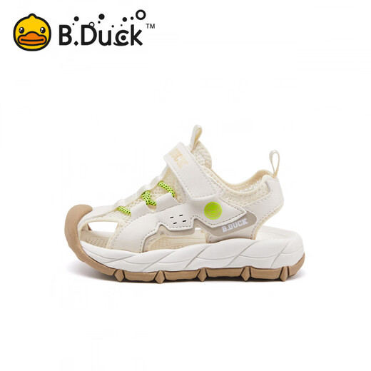 B.Duck Little Yellow Duck Children's Shoes Children's Shoes Boys Sandals Medium and Large Children 2025 Summer New Girls Casual Beach Shoes Beige Size 27 Suitable for Feet Length 16.4-17.1cm