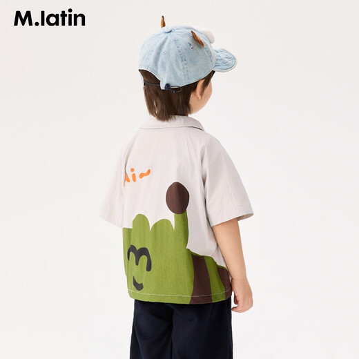 Ma Latin children's shirt, boy, short-sleeved shirt, light gray 100