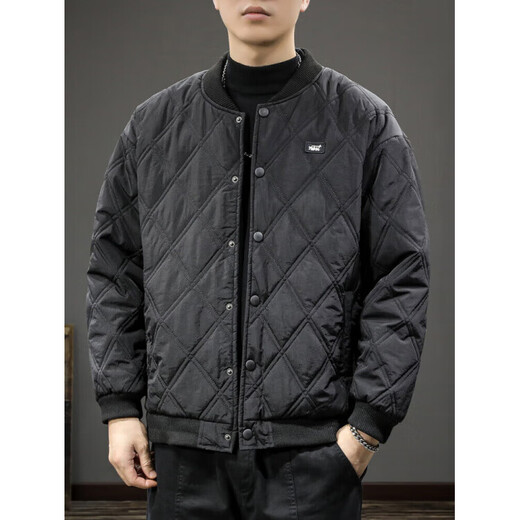 YISHion winter trendy brand retro diamond plaid jacket cotton coat men's loose large size casual baseball uniform warm cotton coat thick coat flagship official 16001 military green S suitable weight 90-110Jin Jin is equal to 0.5 kg
