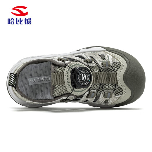 HOBIBEAR children's shoes summer children's toe-cap sandals knob buckle outdoor girls' beach shoes medium and large children's shoes 621305 military green 28