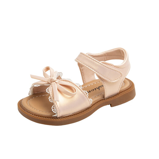 G.duck Little Yellow Duck Girls Princess Sandals New Summer Baby Girl Casual Soft Soled Beach Shoes Children's Fashionable Bow White 22 Inner Length Approximately 14.7 cm