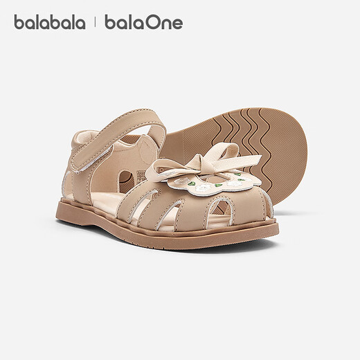 BalaOne children's shoes children's sandals girls 2026 summer new literary and national style casual shoes Khaki 50601 23 (foot length 13.8-14.2/inner length 15.1)