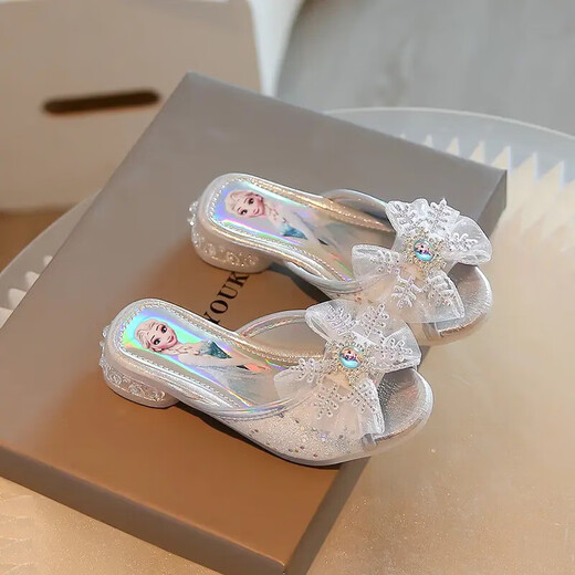Girls' slippers summer Elsa Princess shoes children's sandals little girl's shoes baby girl's shoes soft sole children's non-slip pink 30 yards inner length 17.6cm