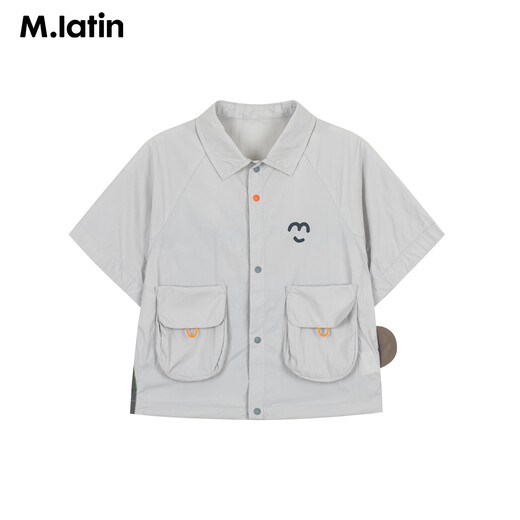 Ma Latin children's shirt, boy, short-sleeved shirt, light gray 100
