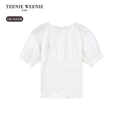 Teenie WeenieTeenie WeenieTeenie Weenie Kids bear children's clothing 26 years new style girls lady cotton jacquard puff short-sleeved shirt off-white 165cm