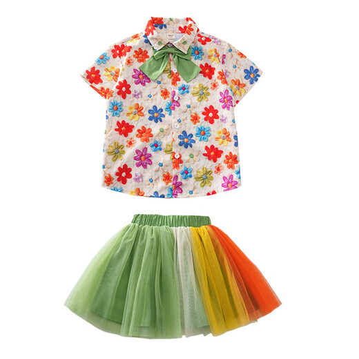 Ultraman boys short-sleeved suit summer 2025 new handsome children's Korean shirt three-piece set boys summer fashion clothes boys suit + tie + socks 140 cm