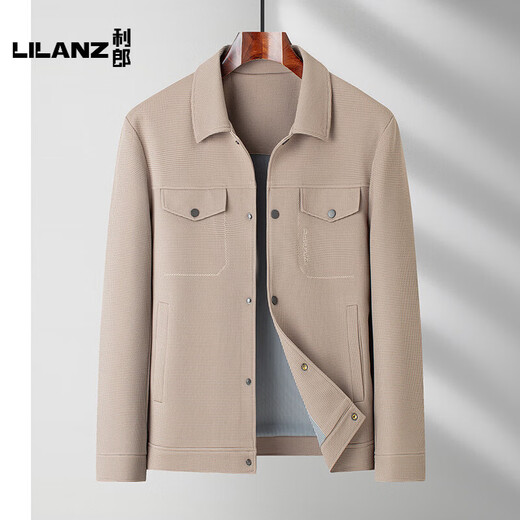 LILANZ 2026 Spring and Autumn New Casual Lapel Trendy Jacket for Young and Middle-aged Fashion Trendy Versatile Long-Sleeved Men's Jacket Brown L 175