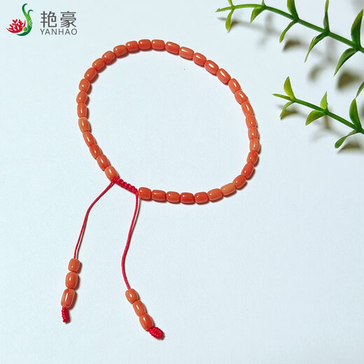 Yanhao Natural Coral Bracelet Pink Bucket Beads Coral Single Circle Telescopic Bracelet Exquisite Gift for Girlfriend in the Year of the Zodiac Natural Coral Pink Bracelet