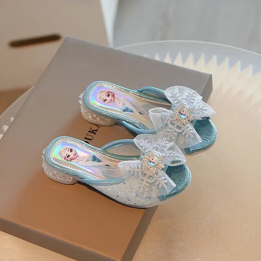 Girls' slippers summer Elsa Princess shoes children's sandals little girl's shoes baby girl's shoes soft sole children's non-slip pink 30 yards inner length 17.6cm